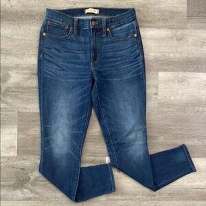 Madewell 9 in High Rise Skinny Jeans Blue Whiskers Denim Magic Pockets Sz 28